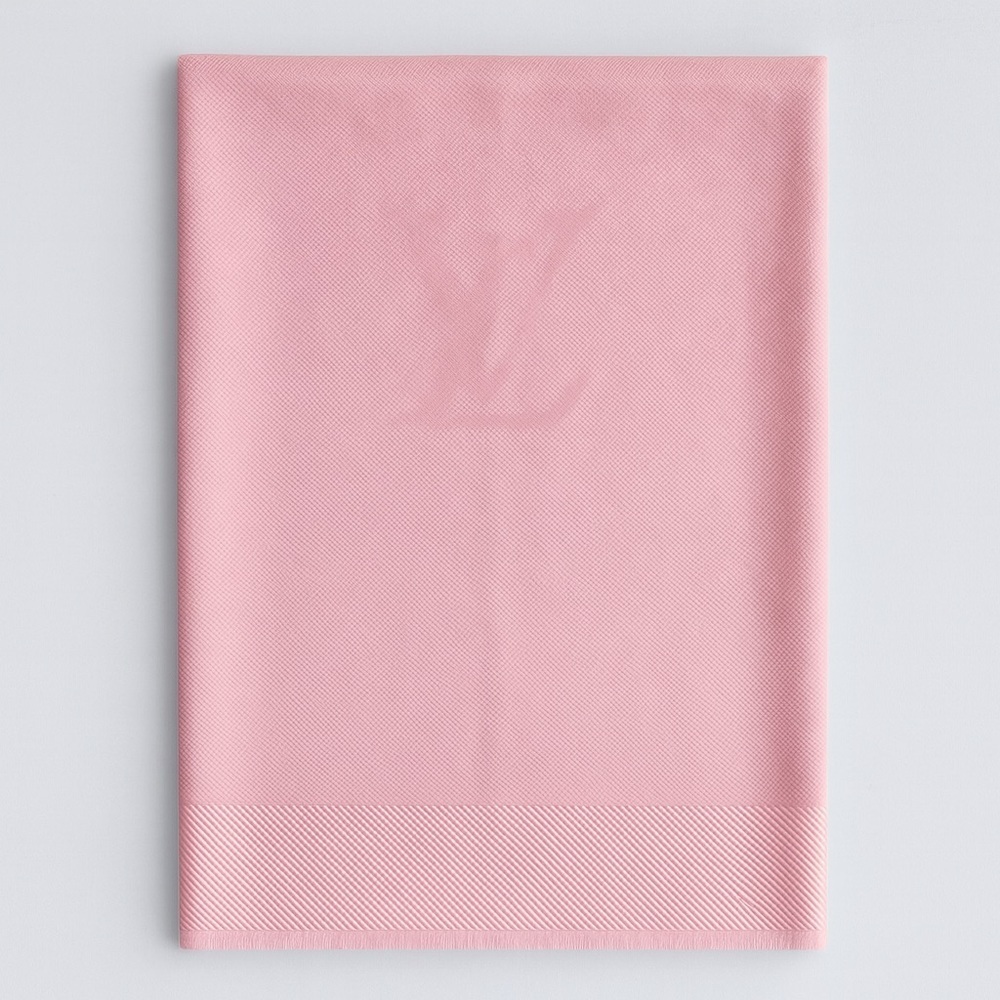 Louis Vuitton Cashmere Monogram Wrap Scarf Silk Pink One Size Luxe Designer